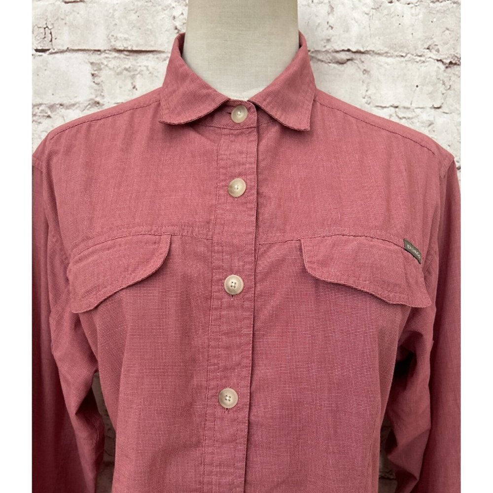 Exofficio ButtonDown Shirt Dusty Rose Lightweight Travel Causal Blouse Women’s M